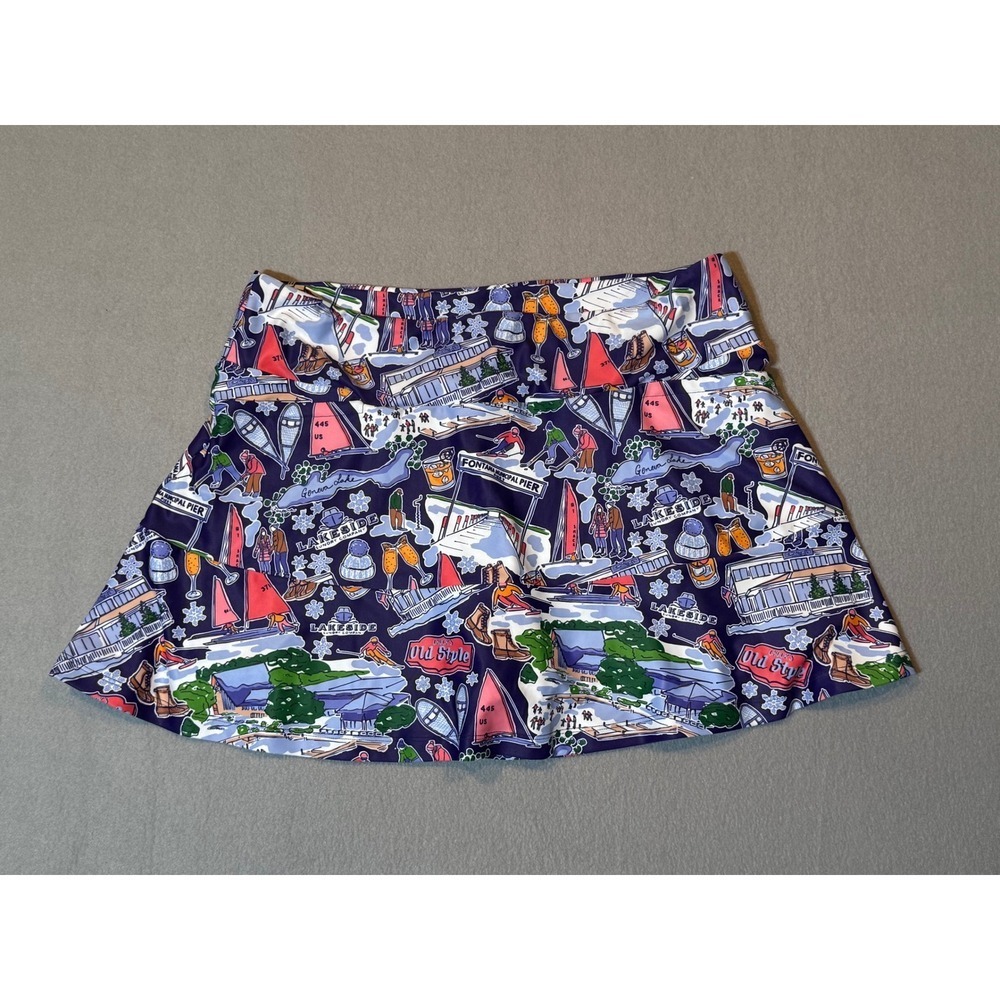 Smith & Quinn Custom Geneva Lake Winter Novelty Print Skort Navy Blue Large